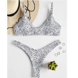 NWT ZAFUL Scoop Leopard High Leg Bikini M